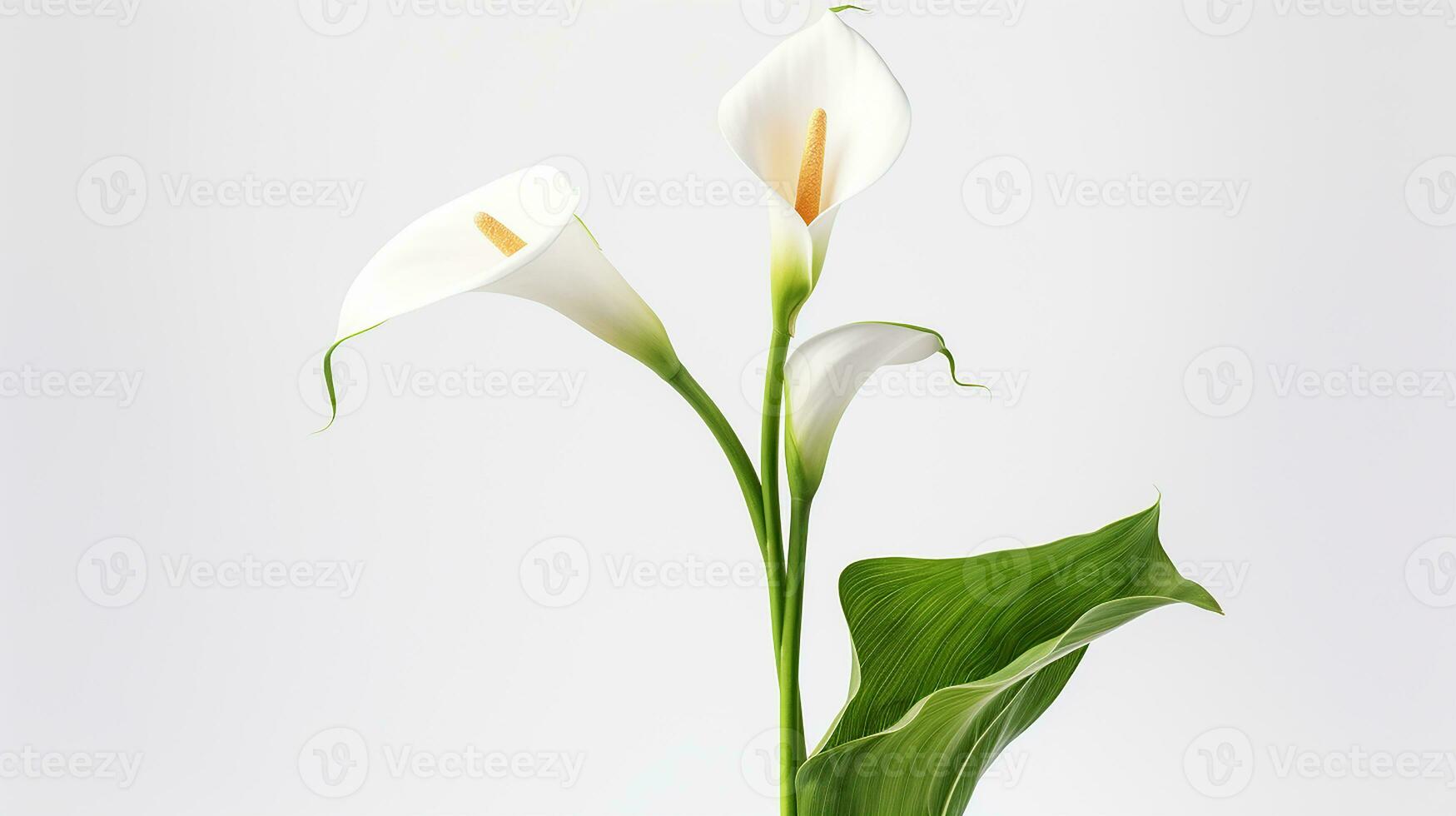 Photo of beautiful Calla Lily flower isolated on white background. Generative AI