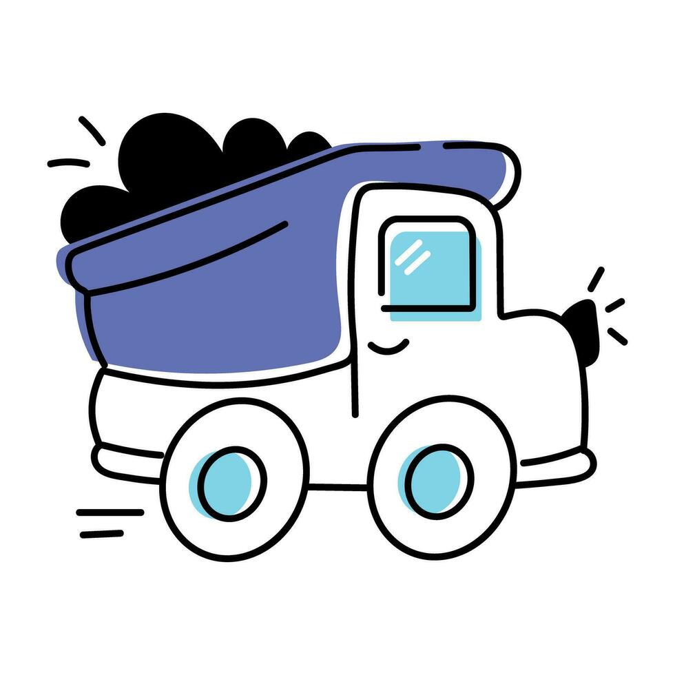 Trendy doodle icon of a dumper truck vector