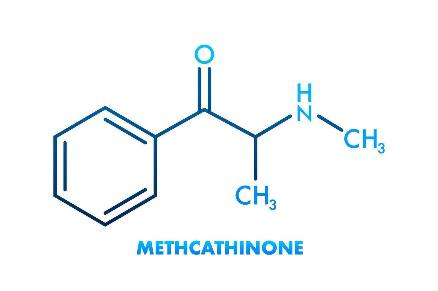 METHCATHINONE formula for medical design. METHCATHINONE chemical formula on white background vector