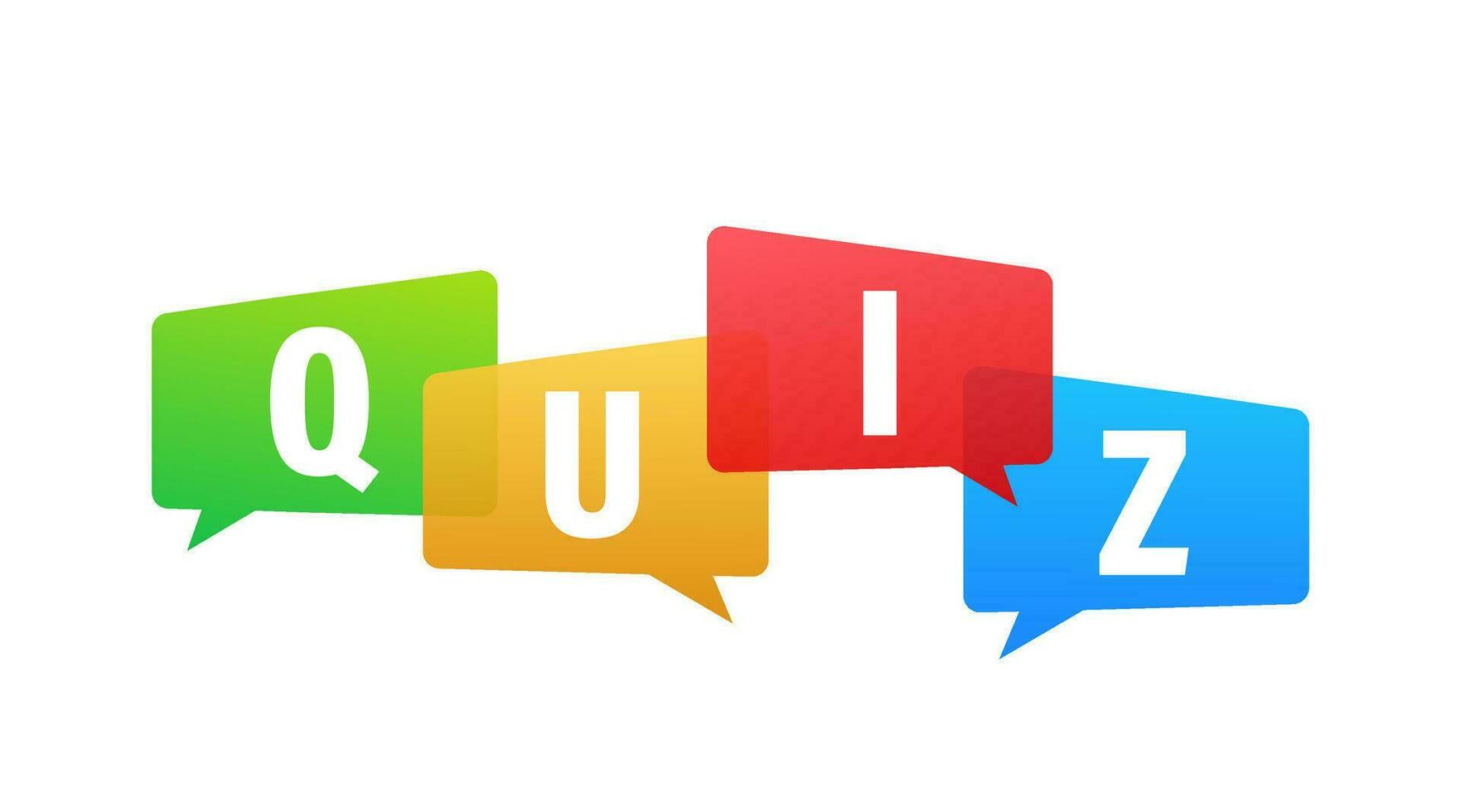 Quiz logo with speech bubble symbols, concept of questionnaire show sing, quiz button, question competition. Vector stock illustration.