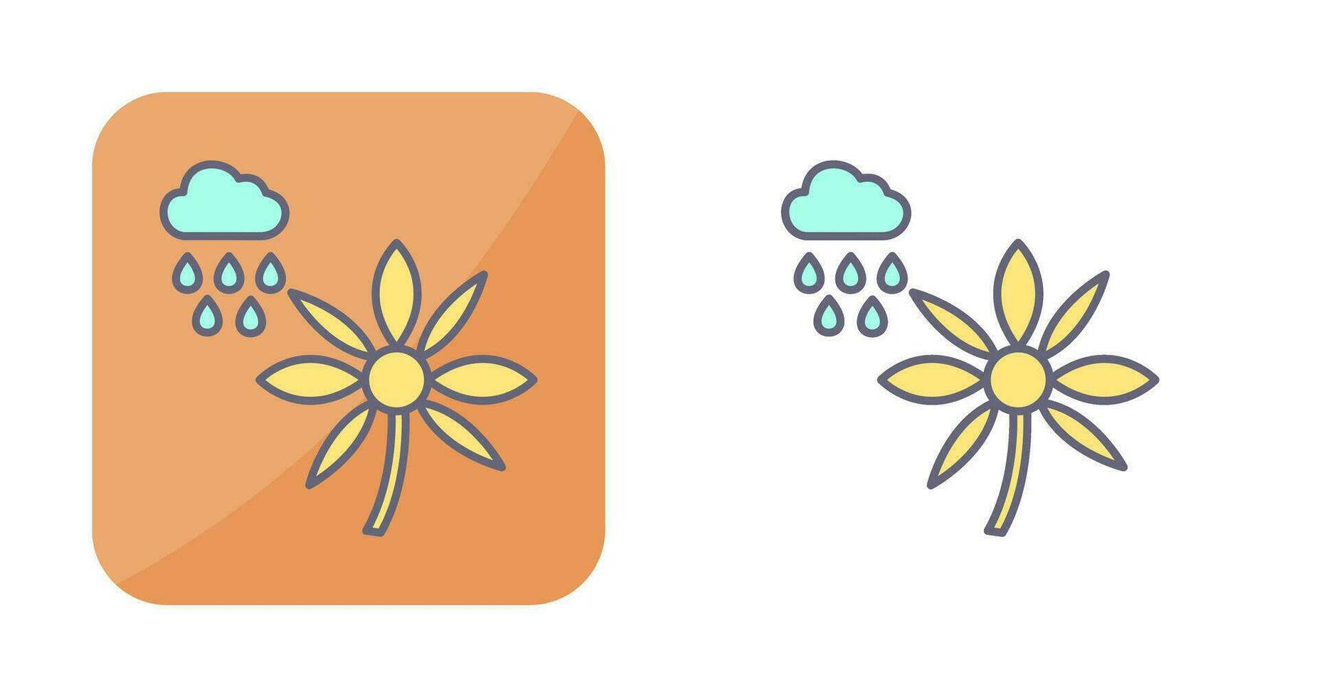 flor con icono de vector de lluvia