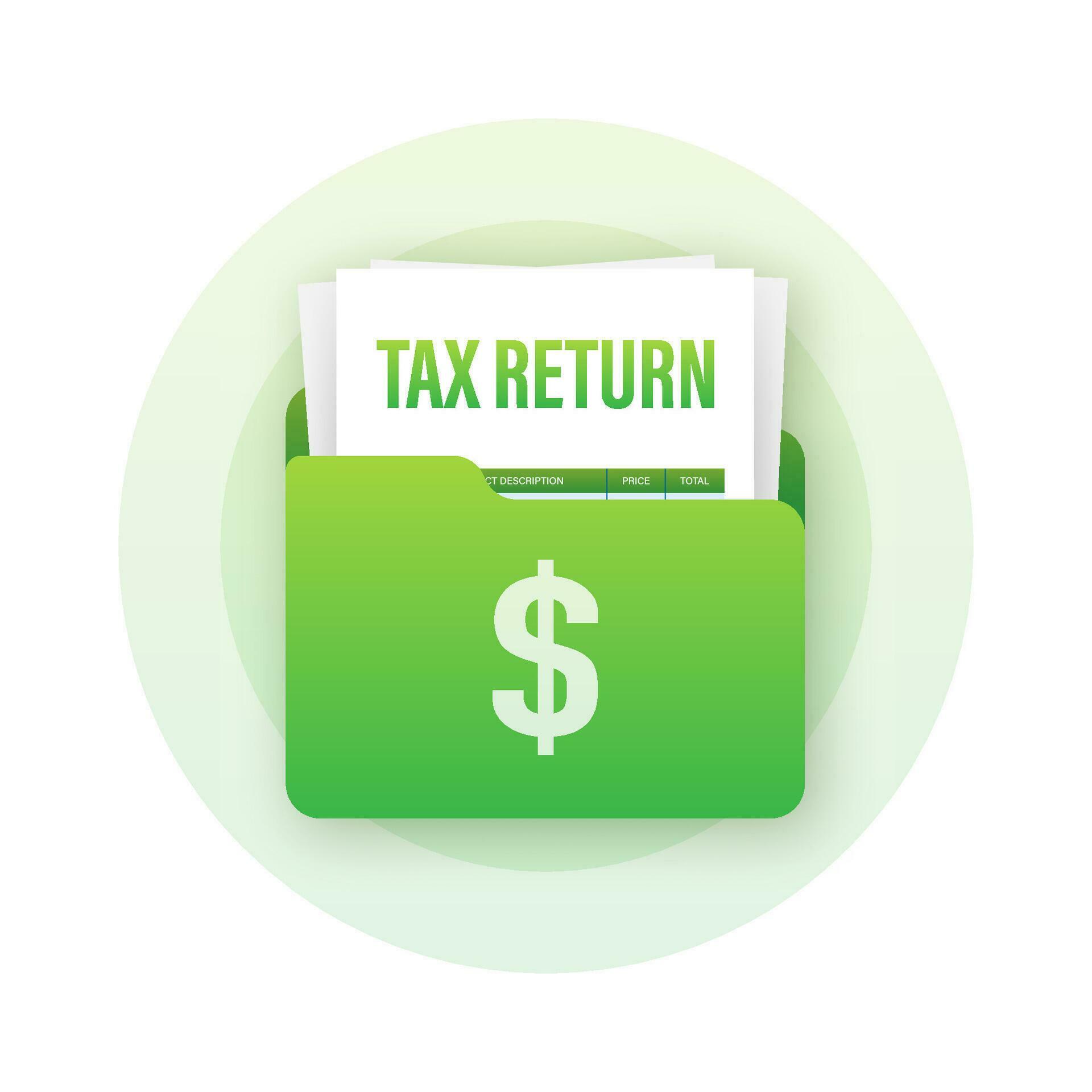 Tax return in flat style. Flat vector illustration. Online tax payment