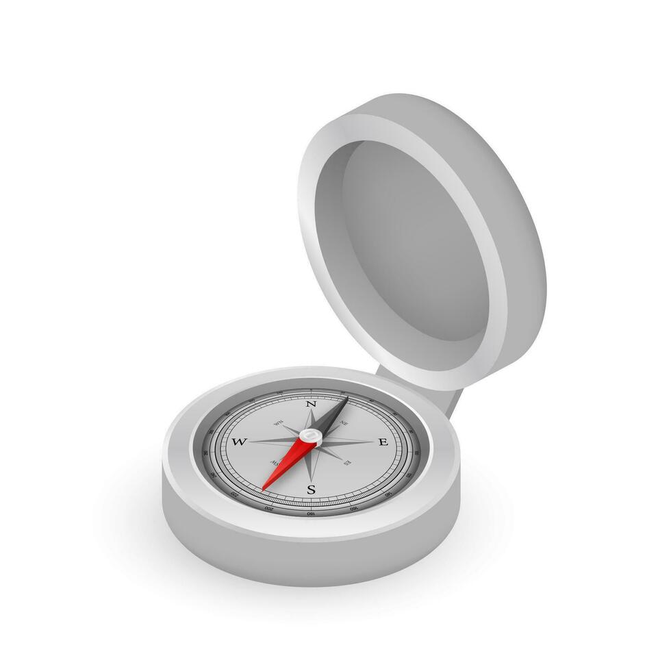 Compass on white background. Flat vector navigation symbol. Vector stock illustration