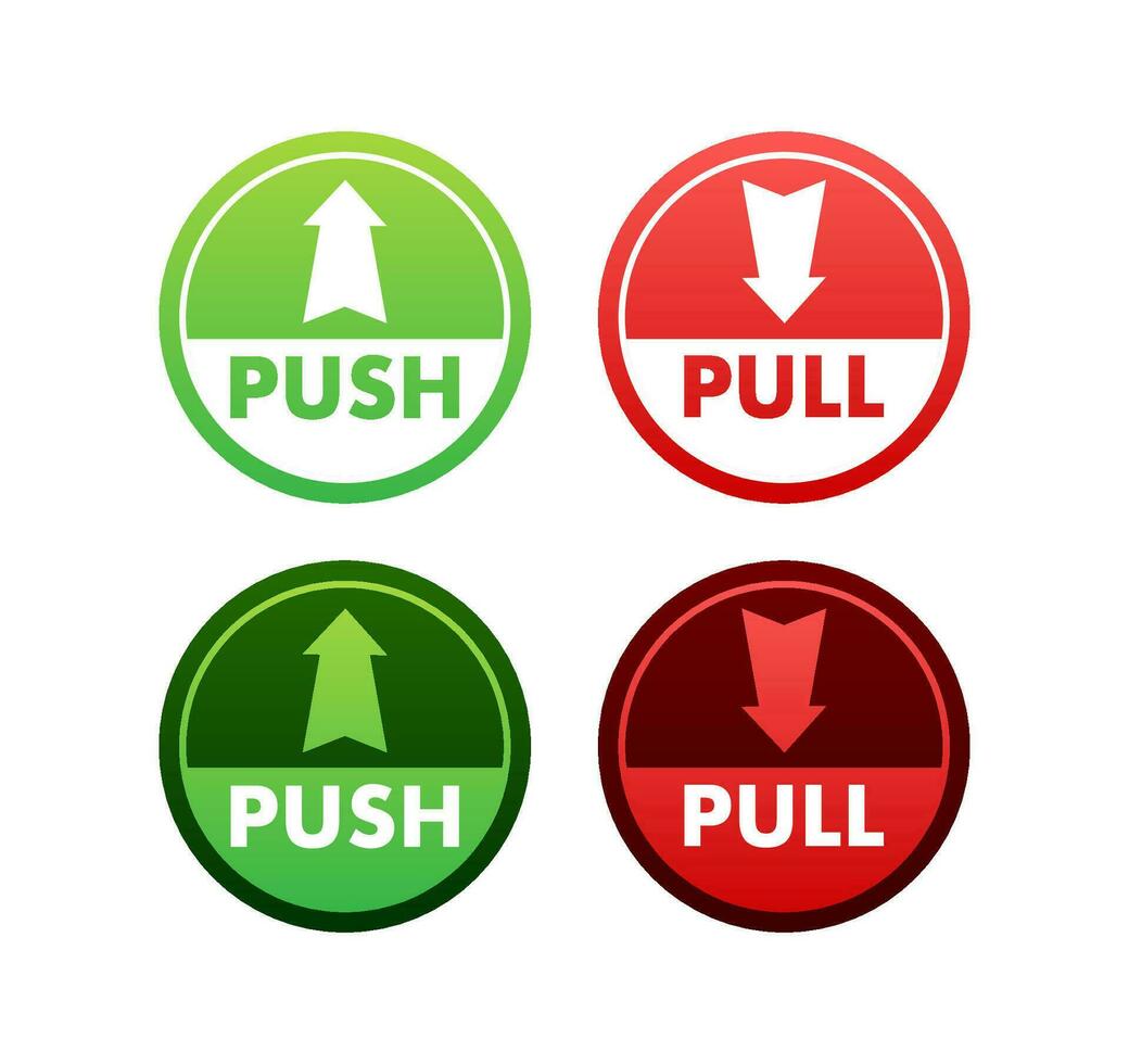 Pull push in flat style on white background. Vector design.