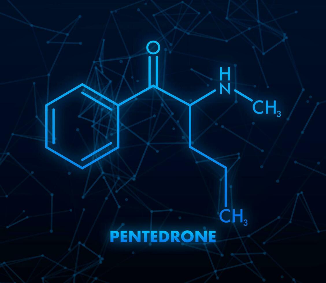 Pentedrone formula. Pentedrone molecular structure. Vector illustration.