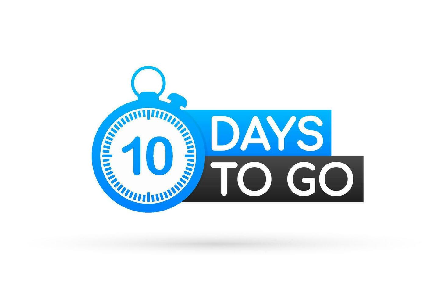 Ten days to go flat icon. Vector stock illustration