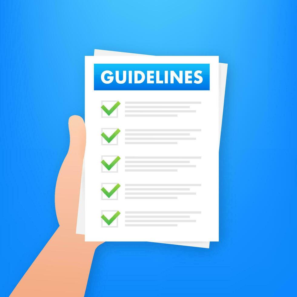 Guidelines document. Legal advice concept, FAQ. Procedure standard administration rules. vector