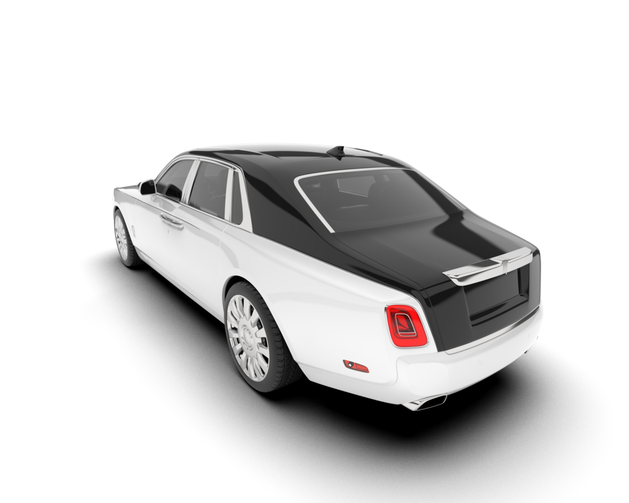 White luxury car isolated on transparent background. 3d rendering - illustration png