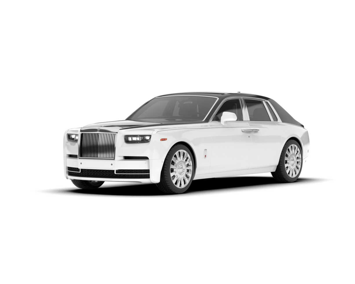 White luxury car isolated on transparent background. 3d rendering - illustration png