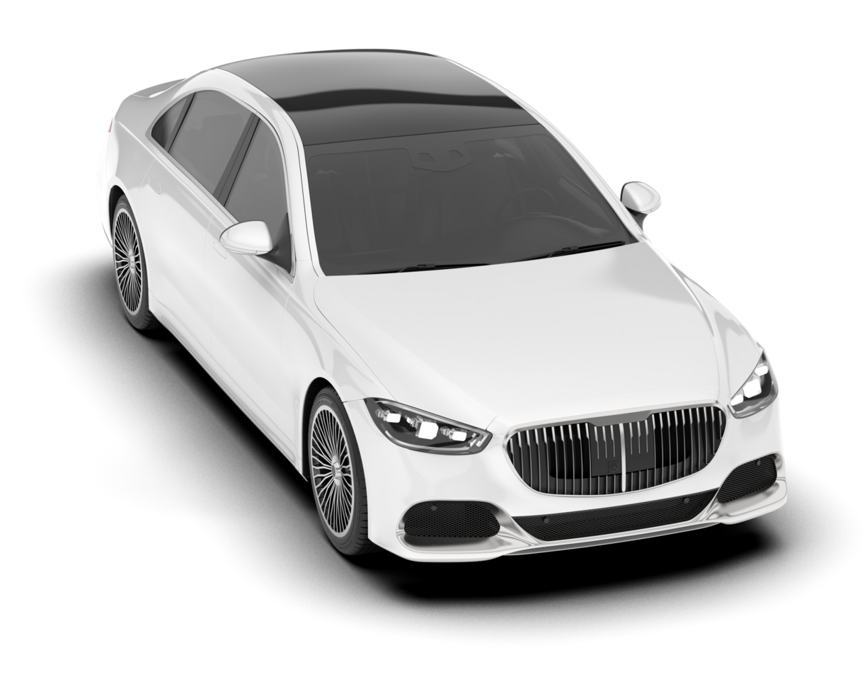 White luxury car isolated on transparent background. 3d rendering - illustration png