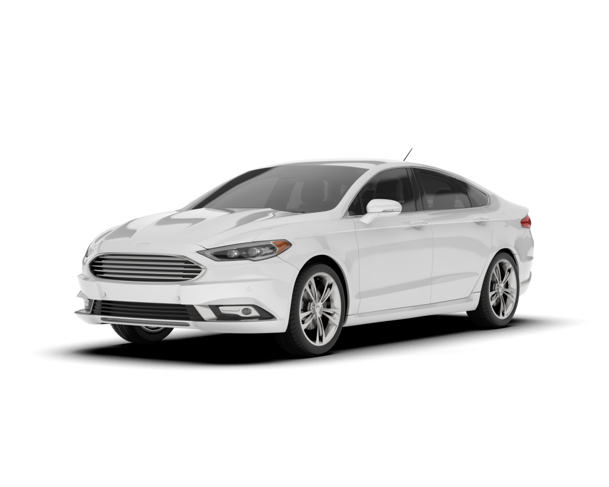 White modern car isolated on transparent background. 3d rendering - illustration png