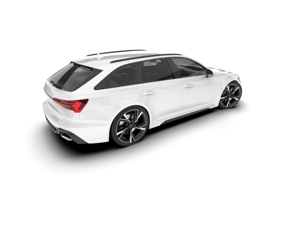 White modern car isolated on transparent background. 3d rendering - illustration png