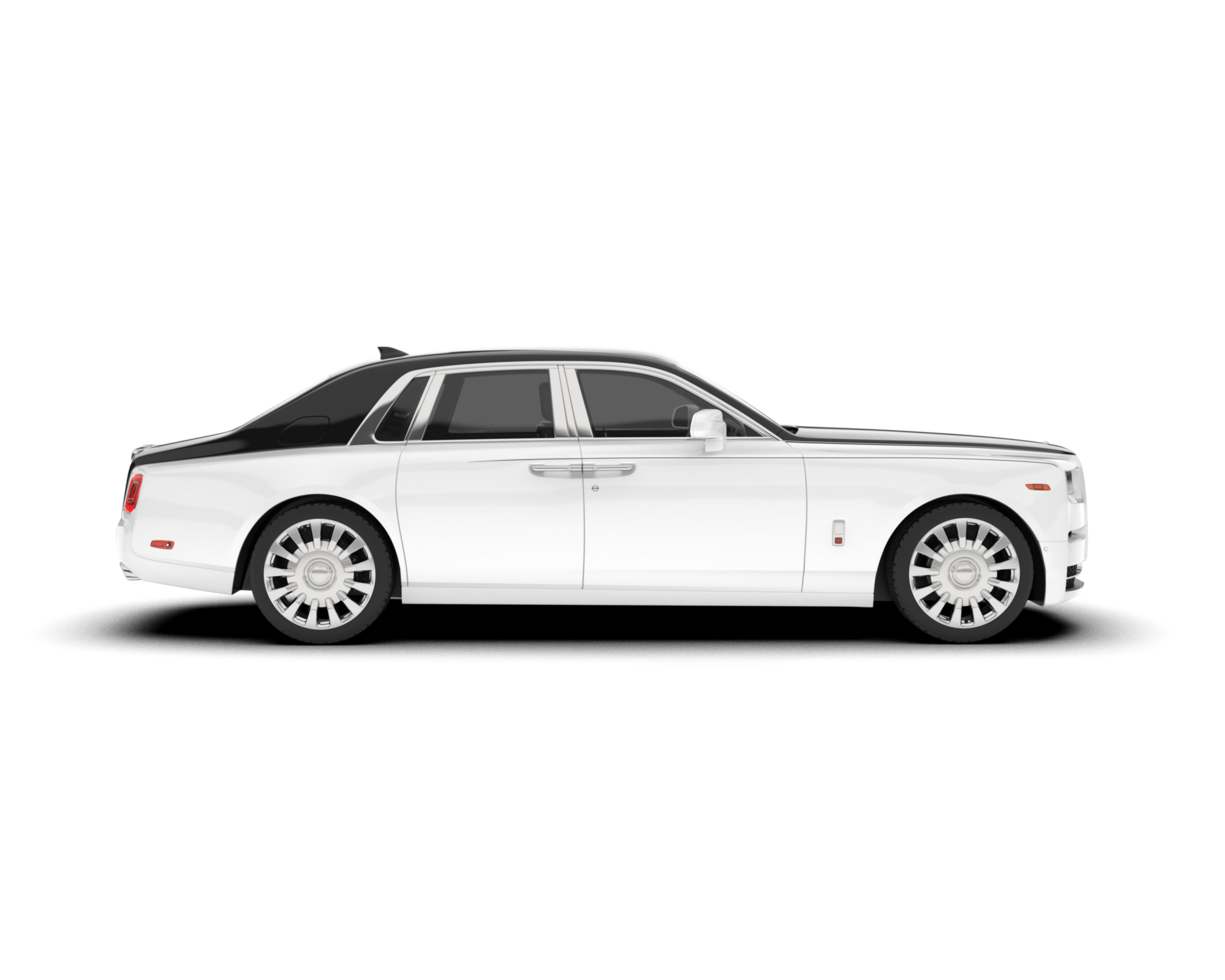 White luxury car isolated on transparent background. 3d rendering - illustration png