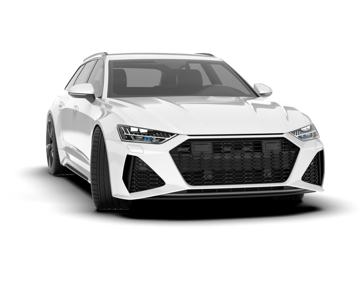 White modern car isolated on transparent background. 3d rendering - illustration png