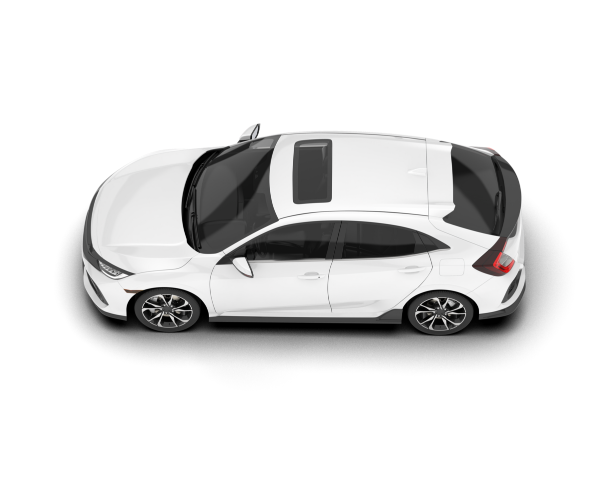 White modern car isolated on transparent background. 3d rendering - illustration png