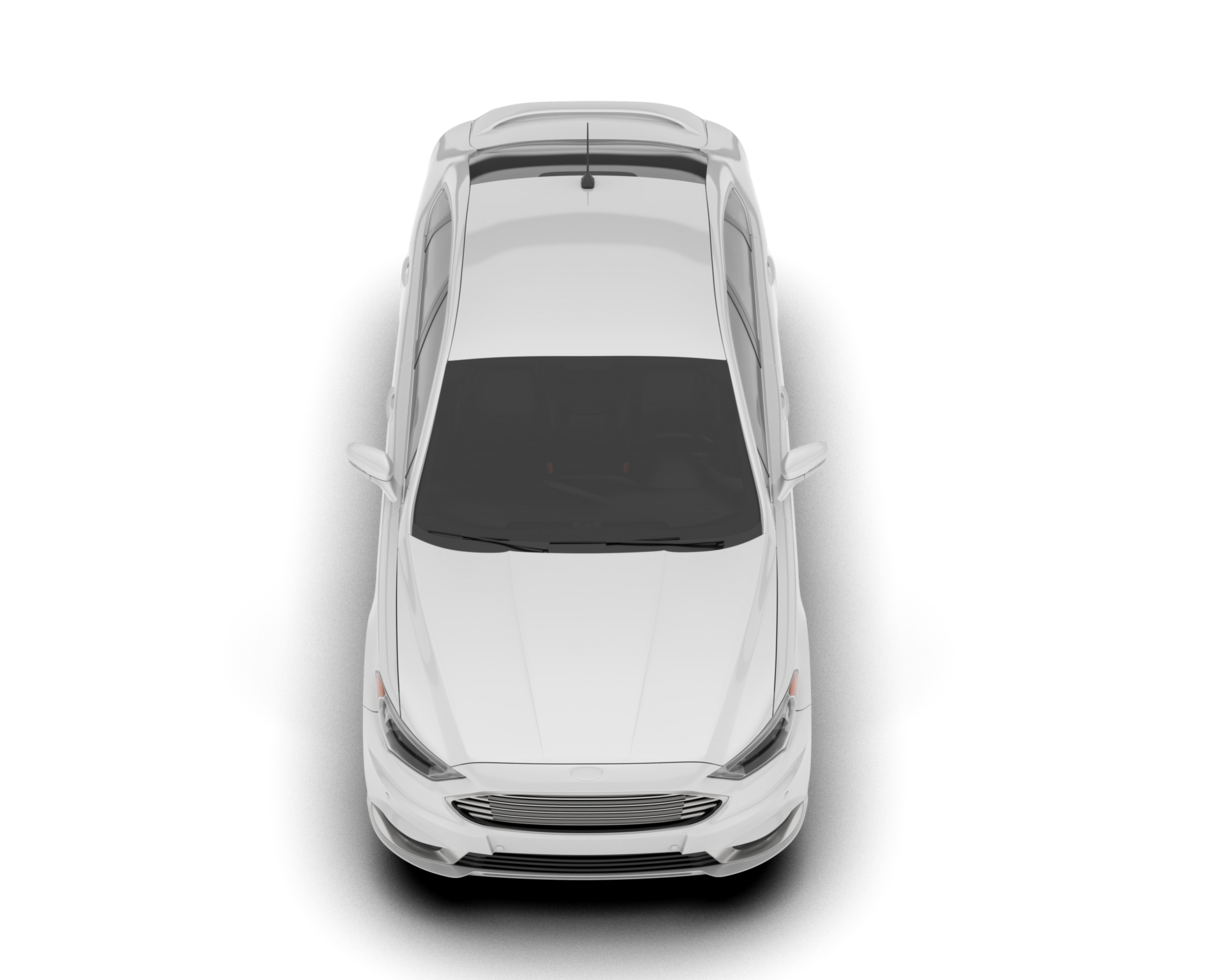White modern car isolated on transparent background. 3d rendering - illustration png