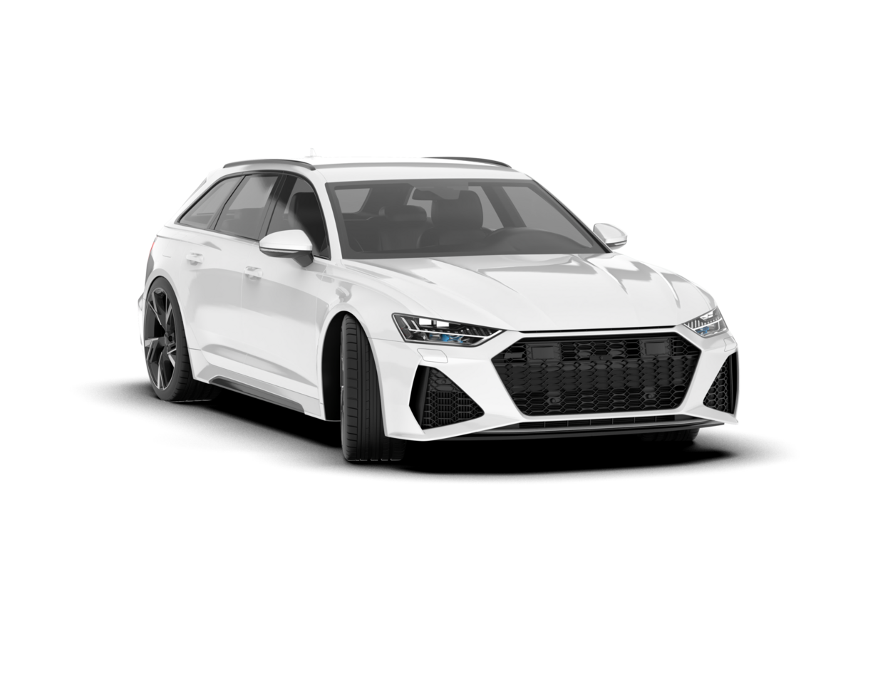 White modern car isolated on transparent background. 3d rendering - illustration png