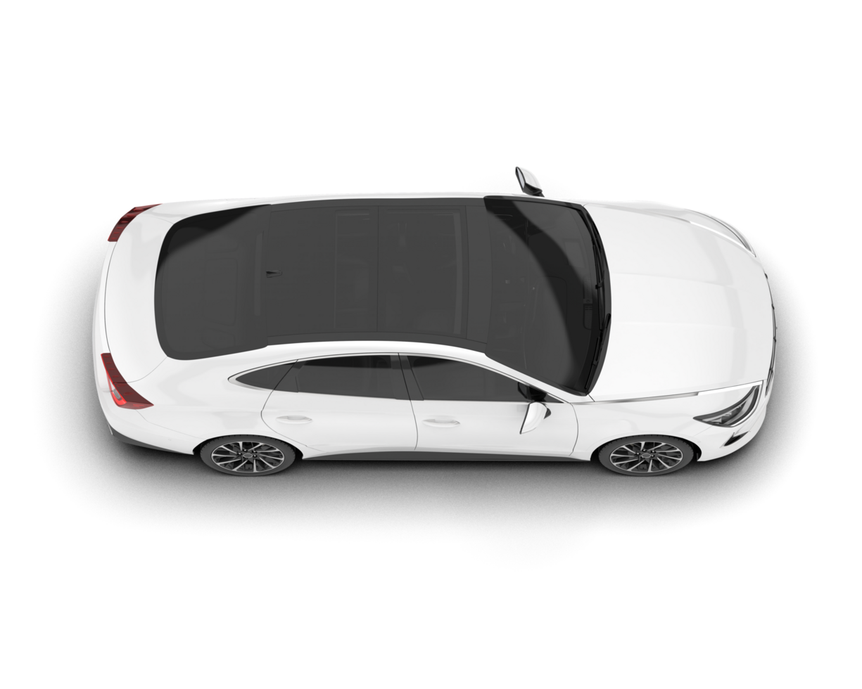 White modern car isolated on transparent background. 3d rendering - illustration png