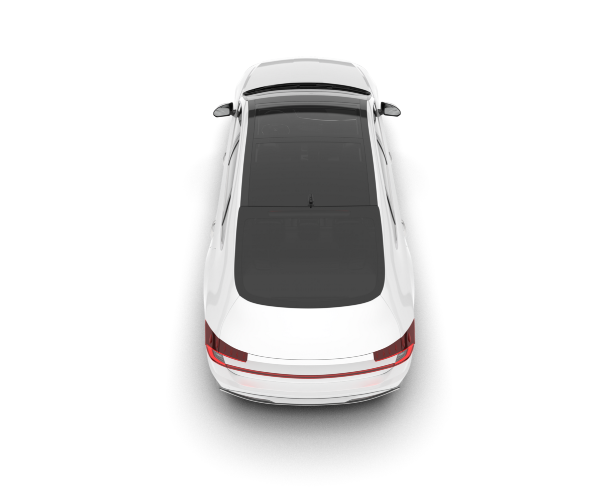 White modern car isolated on transparent background. 3d rendering - illustration png