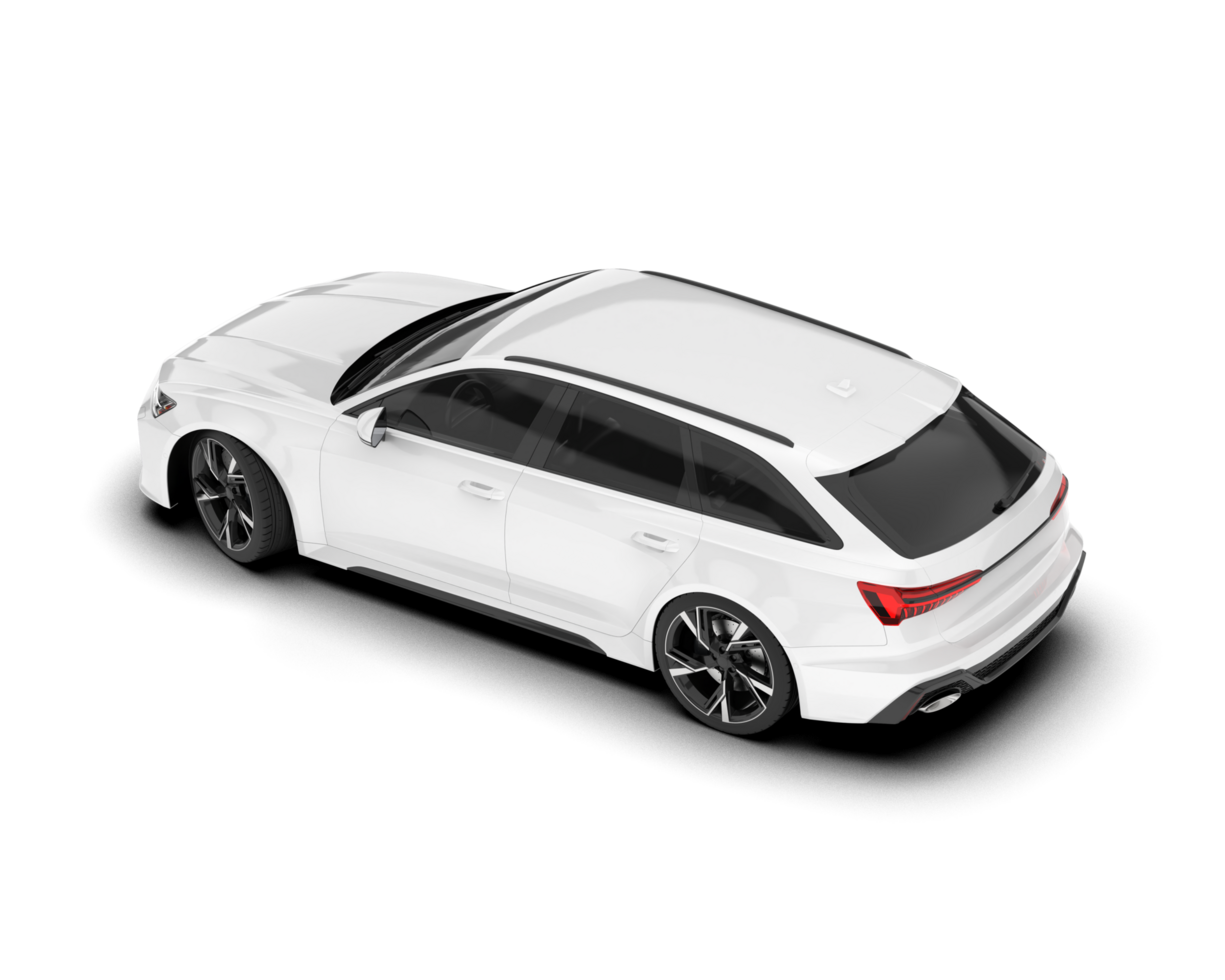 White modern car isolated on transparent background. 3d rendering - illustration png