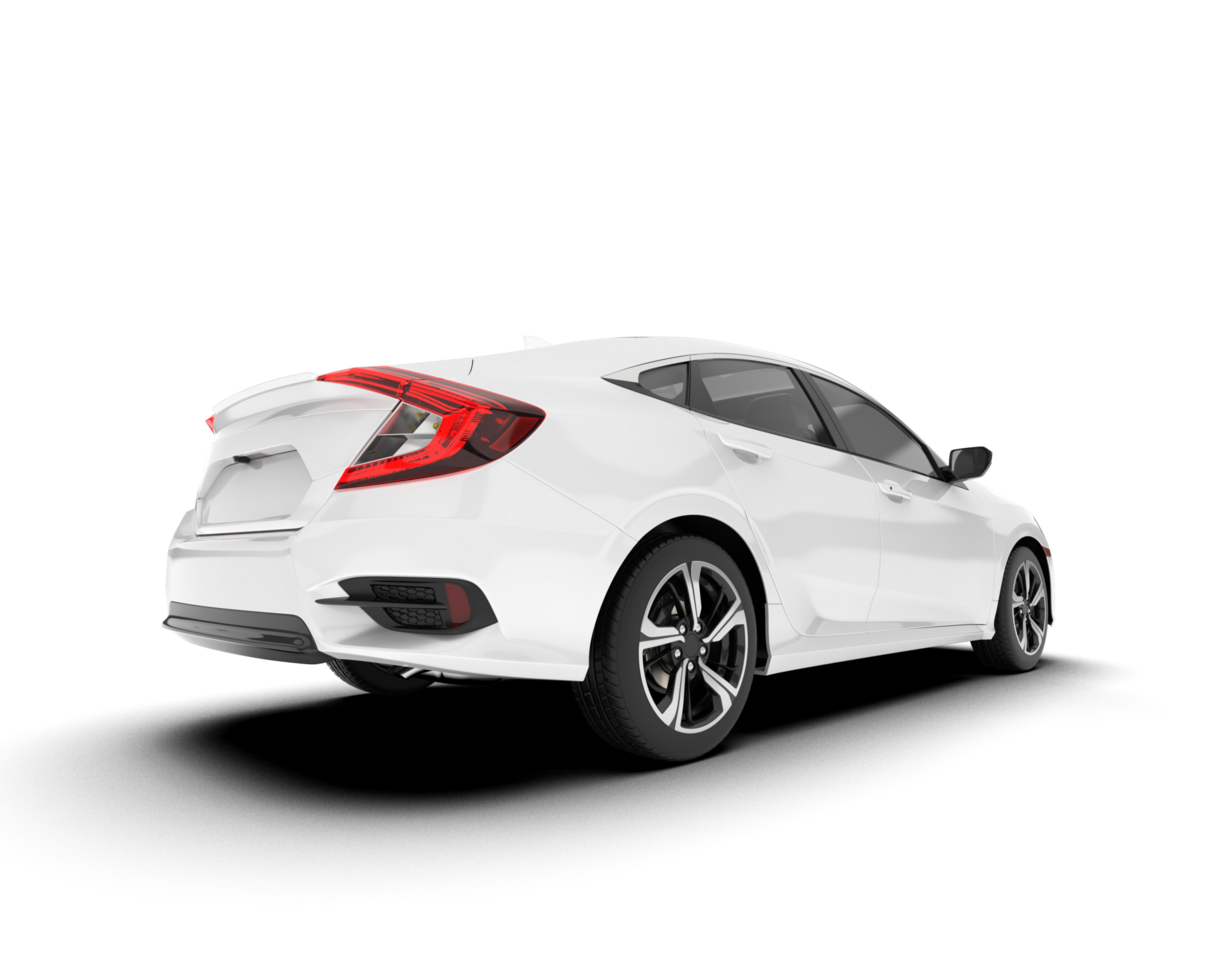 White modern car isolated on transparent background. 3d rendering - illustration png