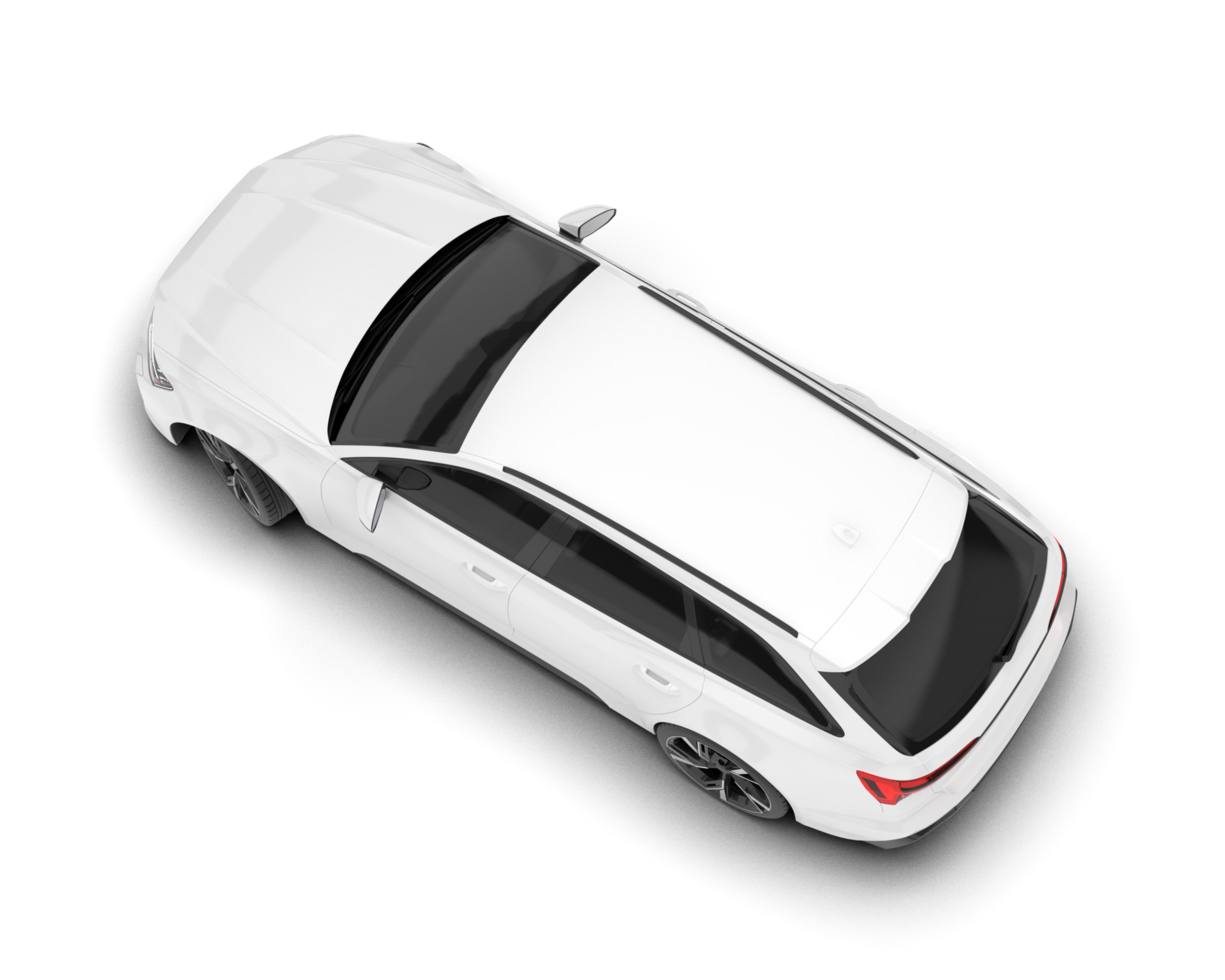 White modern car isolated on transparent background. 3d rendering - illustration png