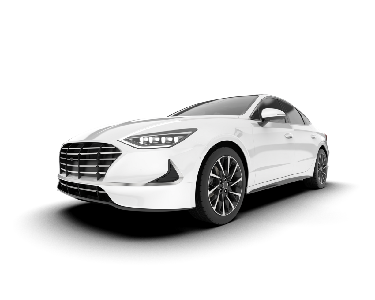 White modern car isolated on transparent background. 3d rendering - illustration png