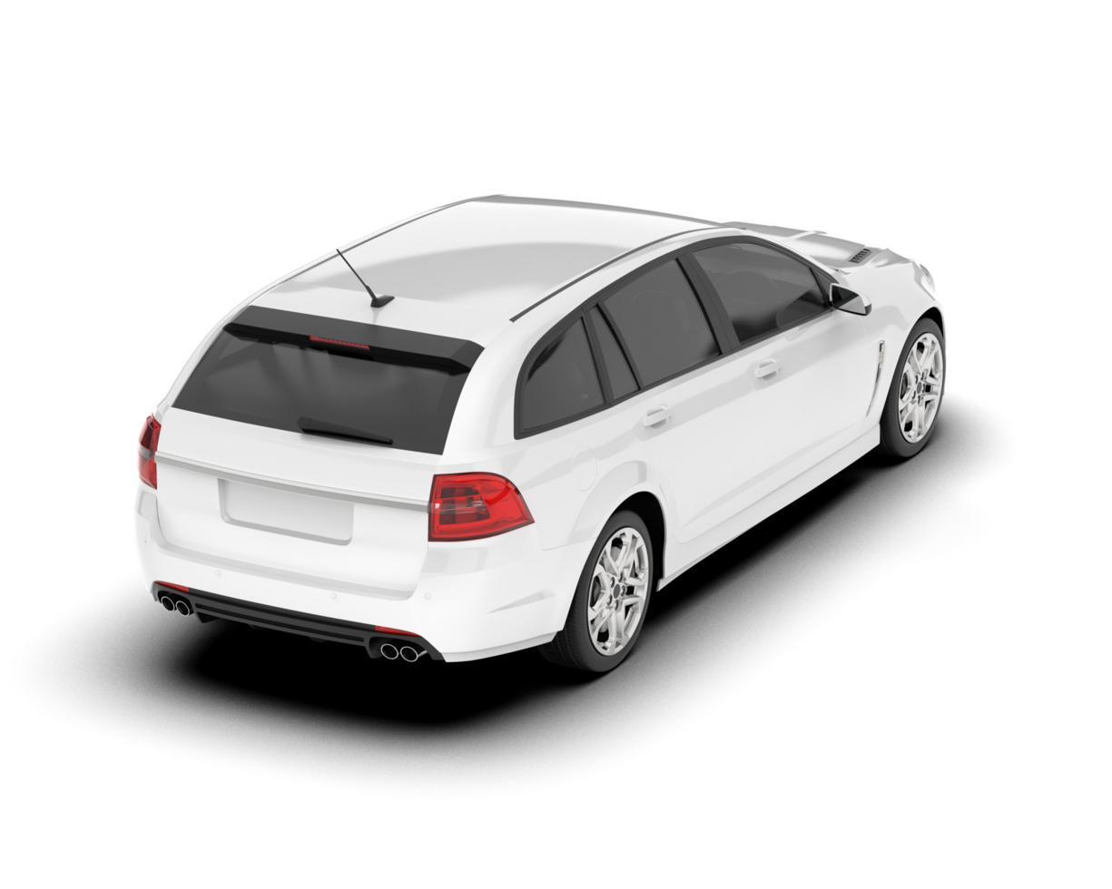 White modern car isolated on transparent background. 3d rendering - illustration png