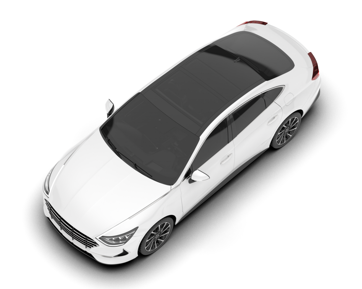 White modern car isolated on transparent background. 3d rendering - illustration png