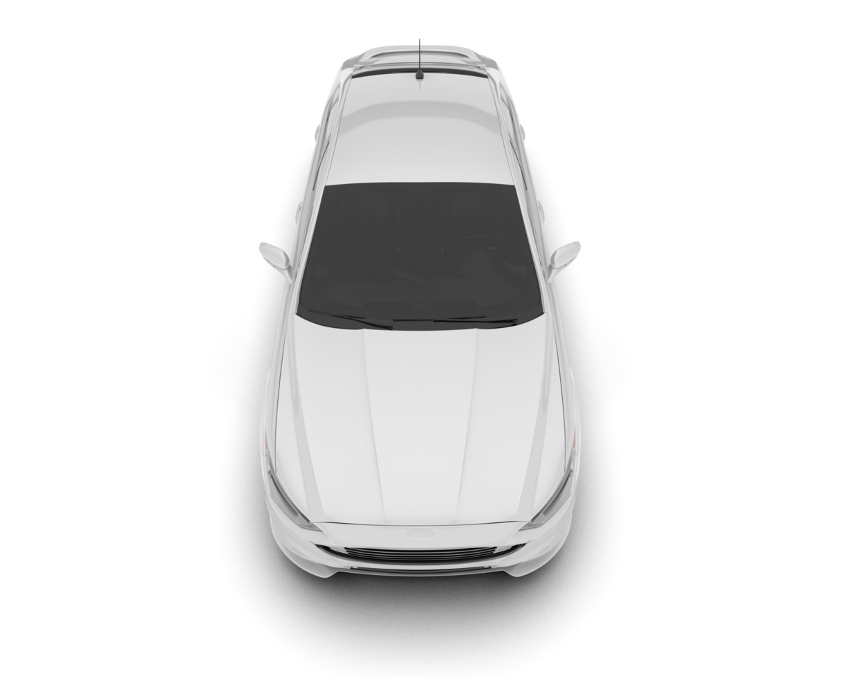 White modern car isolated on transparent background. 3d rendering - illustration png