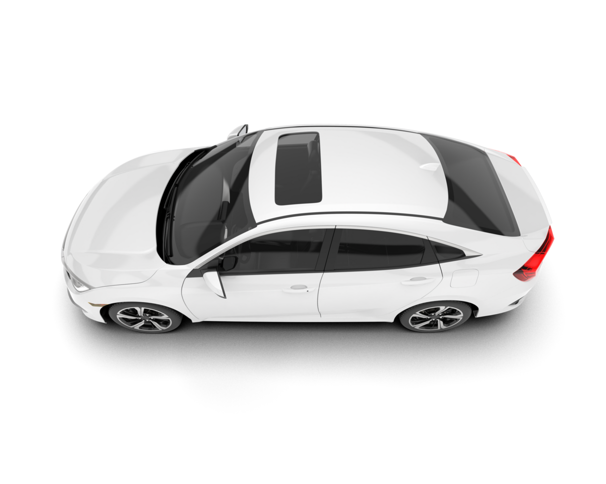 White modern car isolated on transparent background. 3d rendering - illustration png