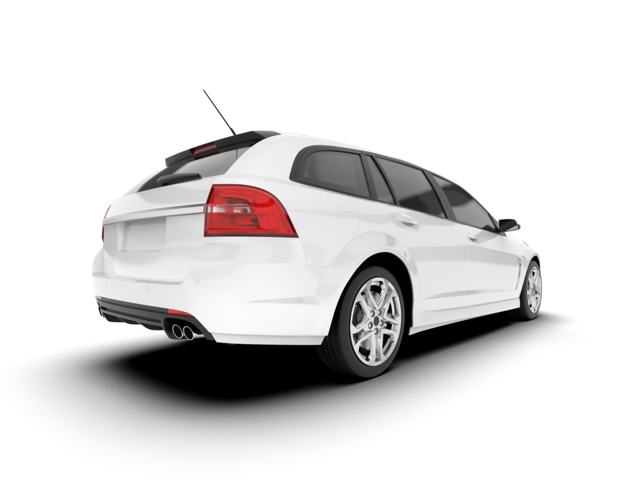 White modern car isolated on transparent background. 3d rendering - illustration png