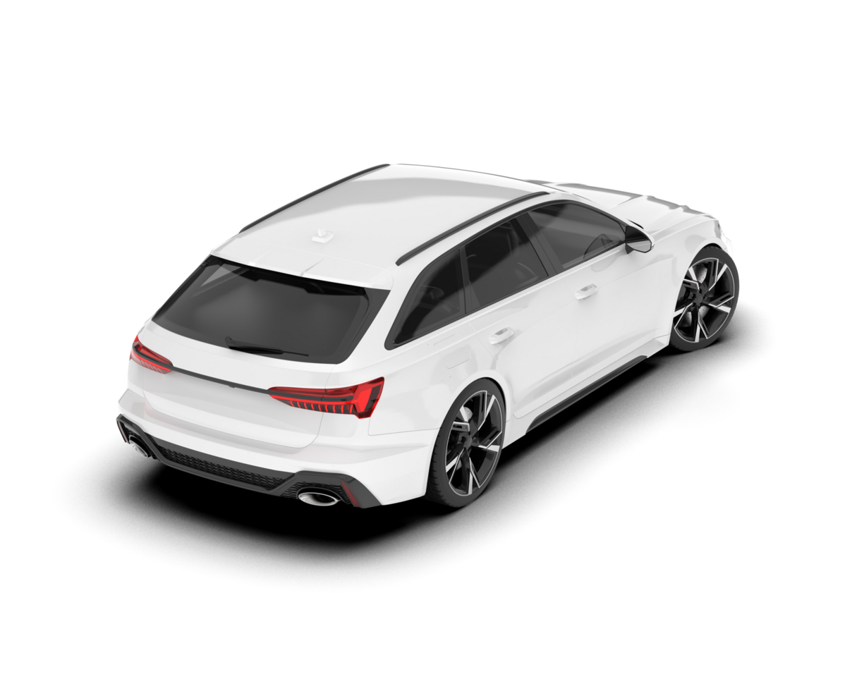 White modern car isolated on transparent background. 3d rendering - illustration png
