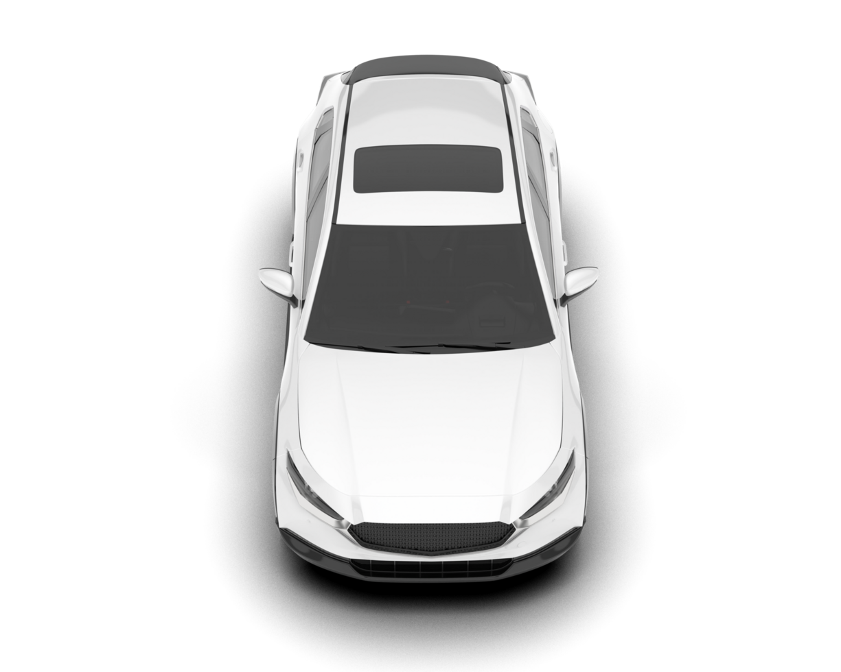 White modern car isolated on transparent background. 3d rendering - illustration png