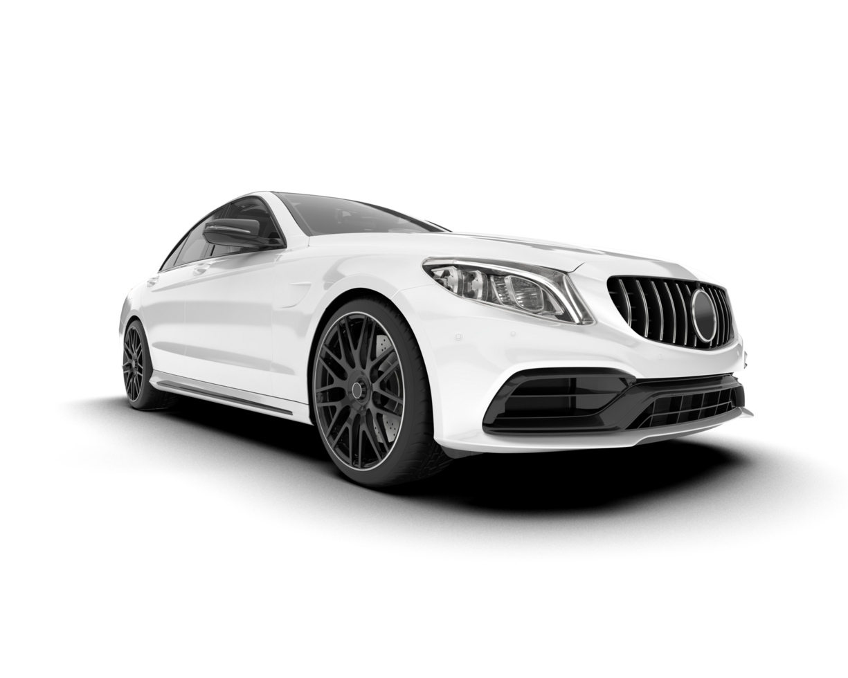 White modern car isolated on transparent background. 3d rendering - illustration png