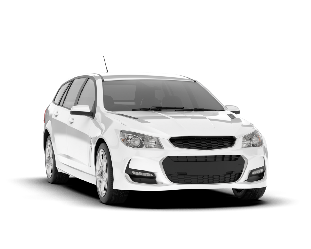 White modern car isolated on transparent background. 3d rendering - illustration png