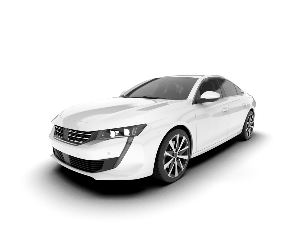 White modern car isolated on transparent background. 3d rendering - illustration png