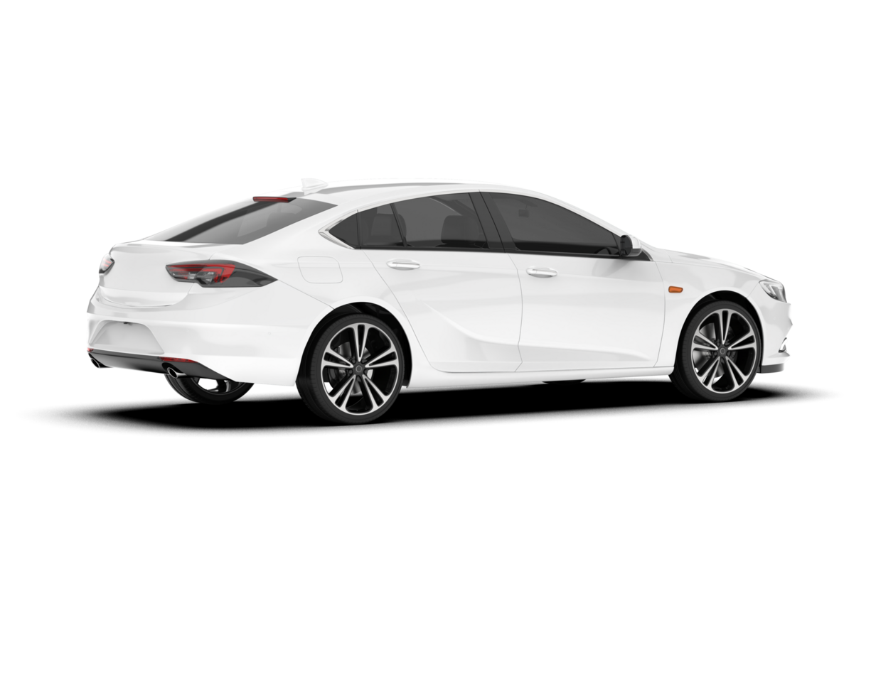 White modern car isolated on transparent background. 3d rendering - illustration png