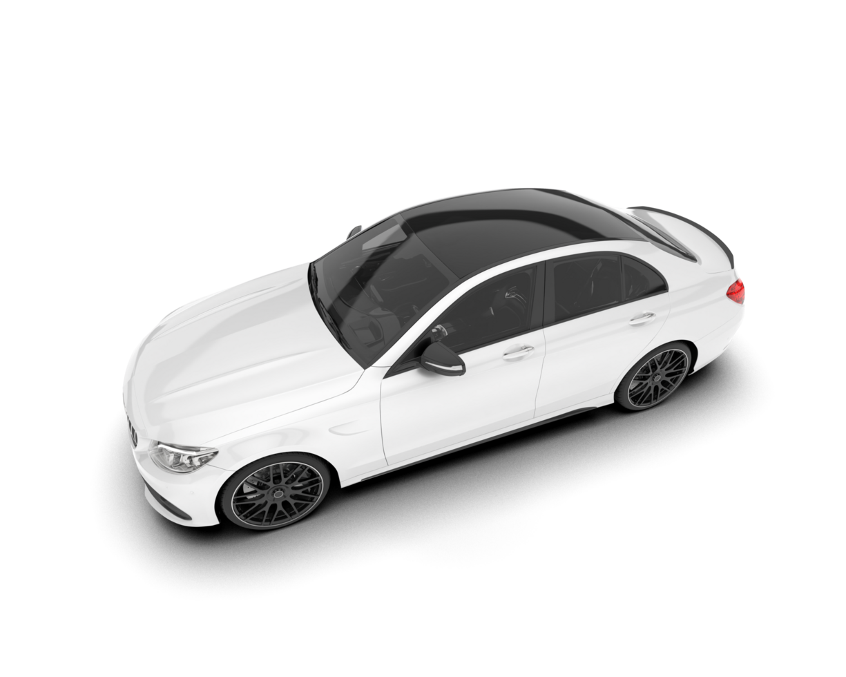 White modern car isolated on transparent background. 3d rendering - illustration png