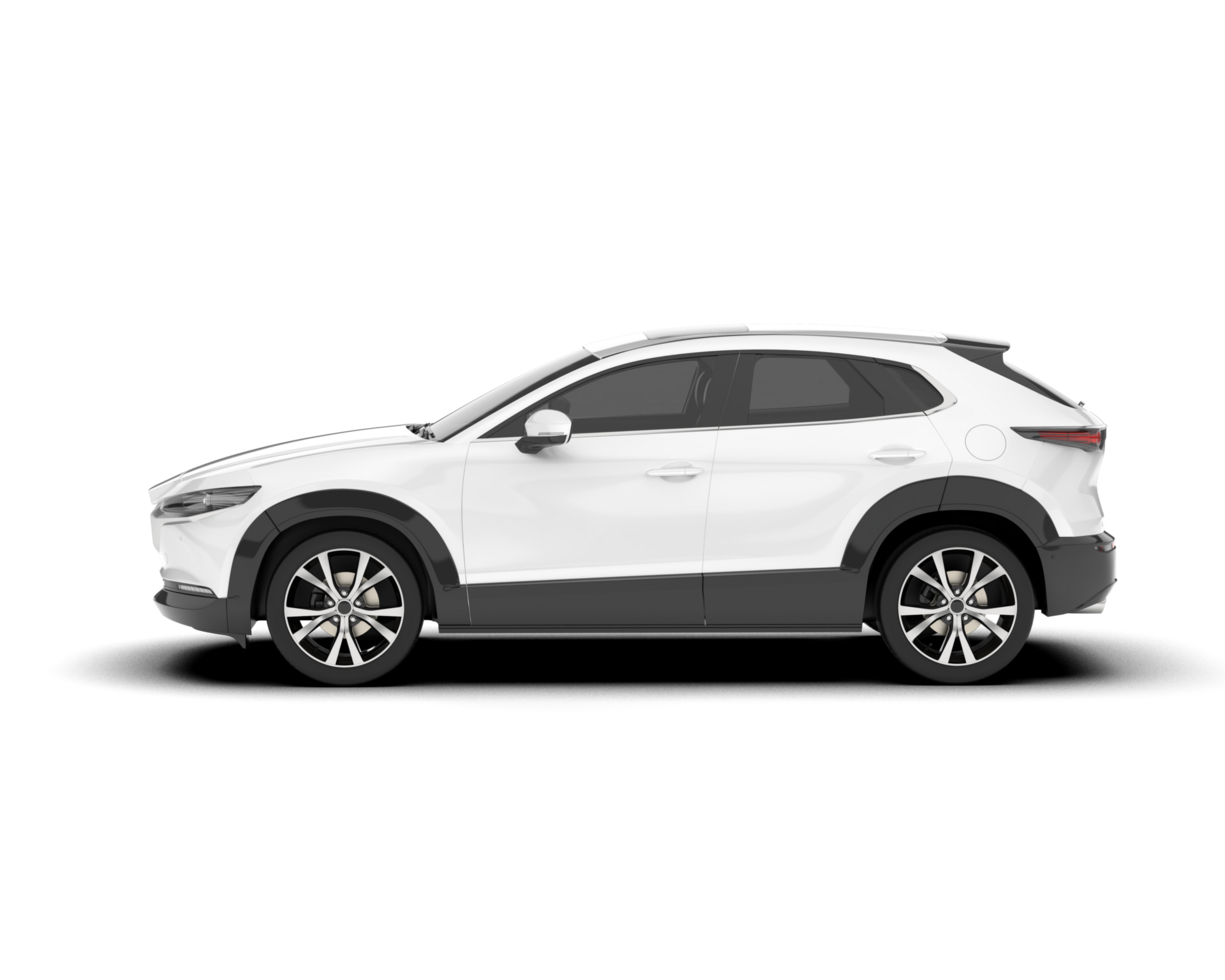 White modern car isolated on transparent background. 3d rendering - illustration png