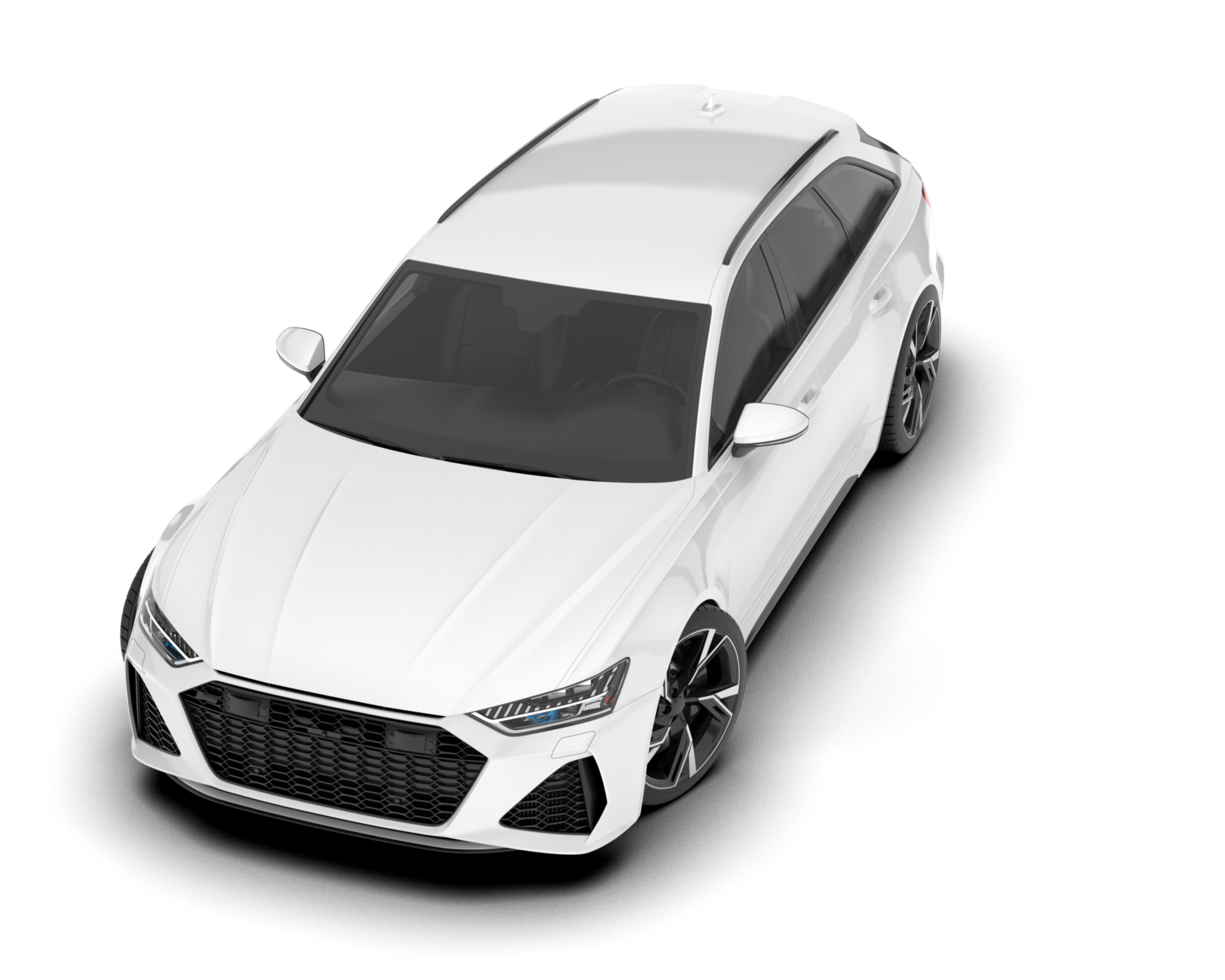 White modern car isolated on transparent background. 3d rendering - illustration png