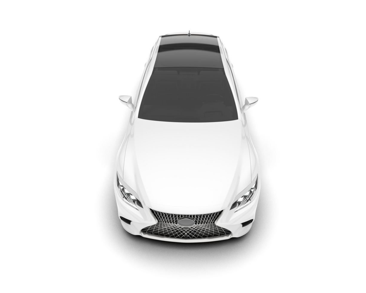 White modern car isolated on transparent background. 3d rendering - illustration png