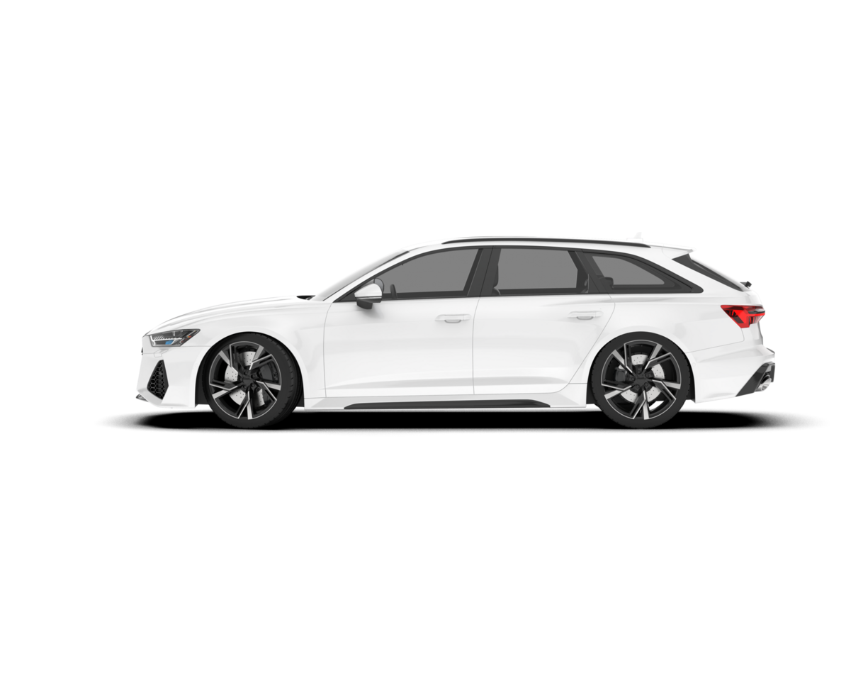 White modern car isolated on transparent background. 3d rendering - illustration png