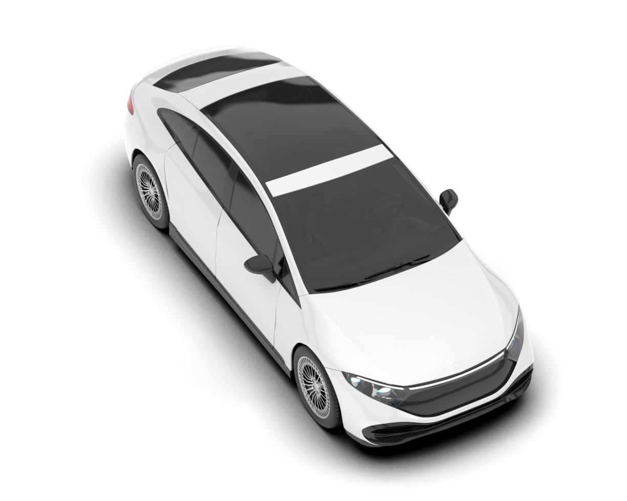 White modern car isolated on transparent background. 3d rendering - illustration png