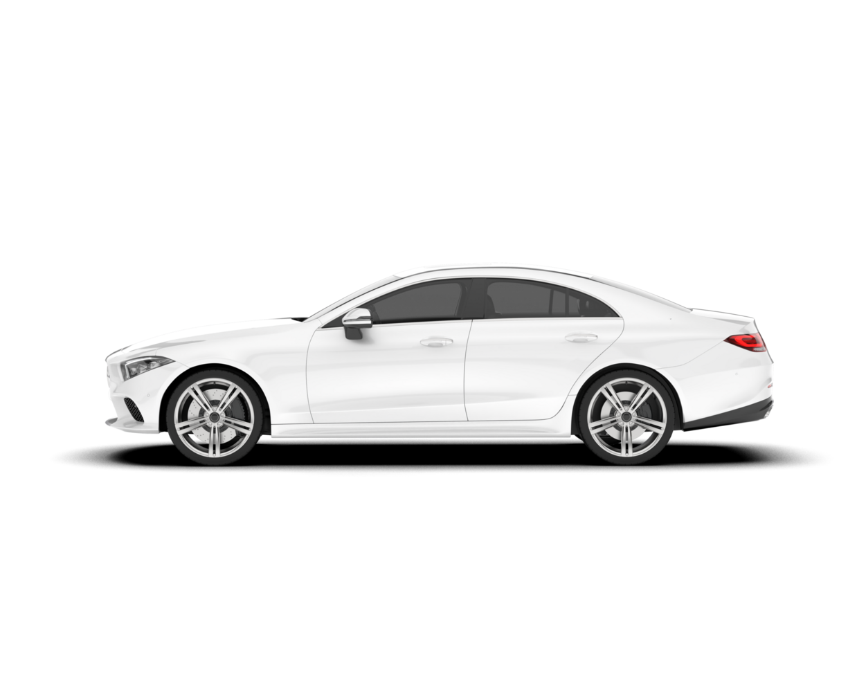 White modern car isolated on transparent background. 3d rendering - illustration png