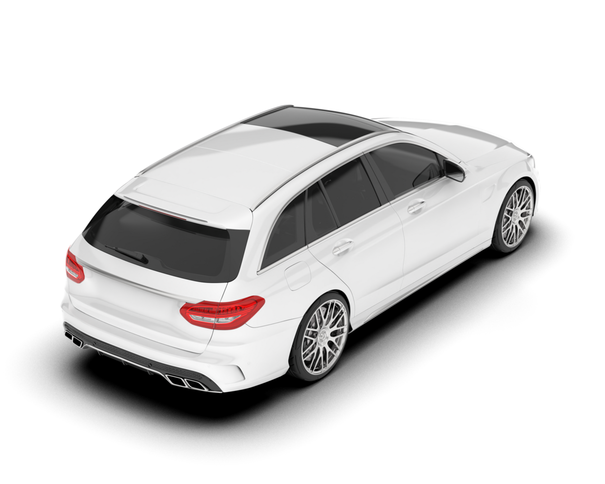 White modern car isolated on transparent background. 3d rendering - illustration png