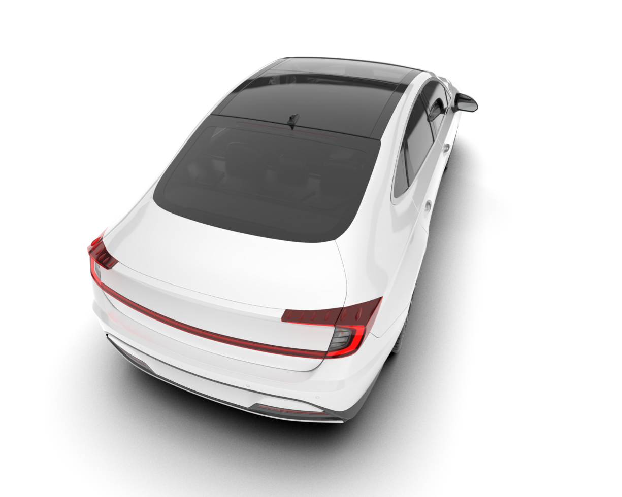 White modern car isolated on transparent background. 3d rendering - illustration png