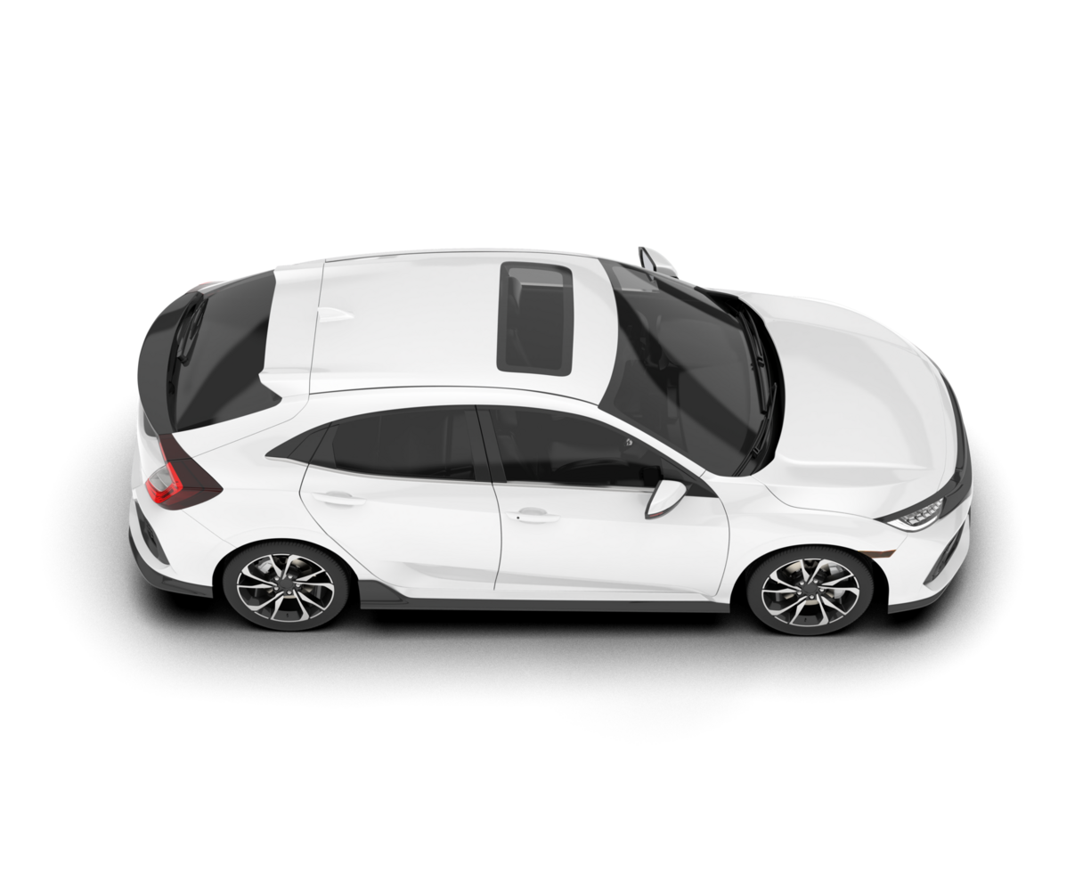 White modern car isolated on transparent background. 3d rendering - illustration png