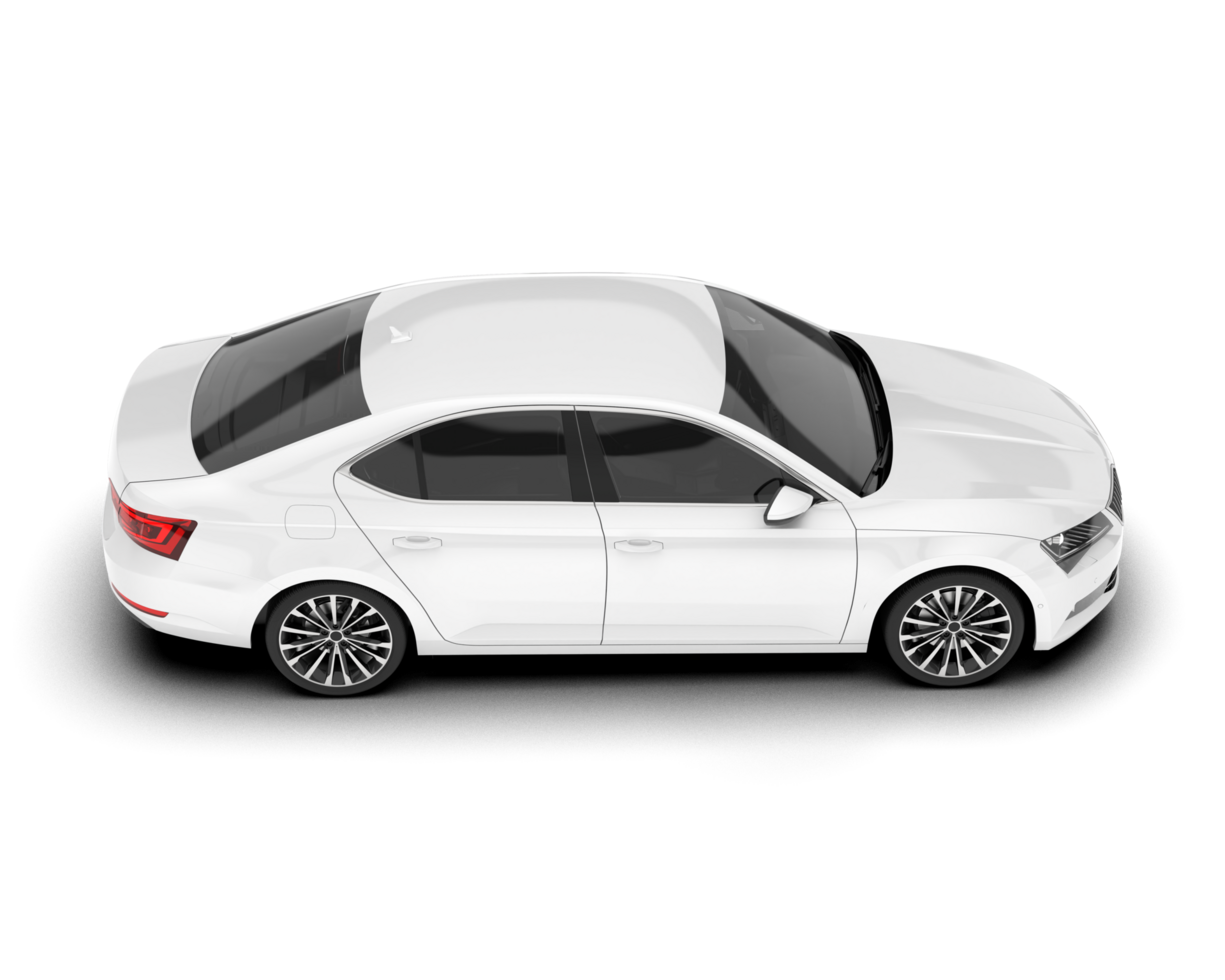White modern car isolated on transparent background. 3d rendering - illustration png