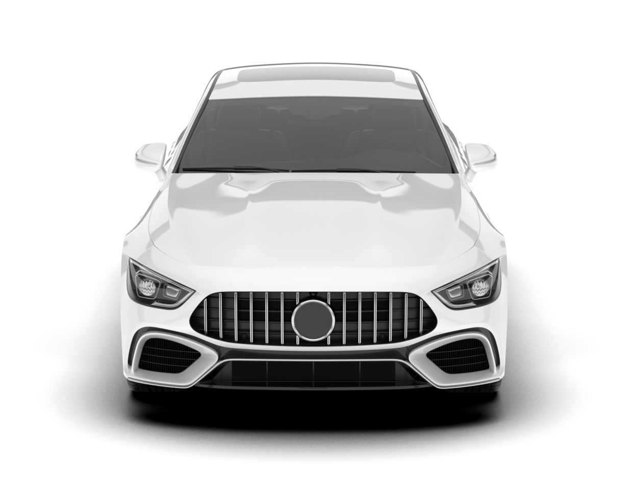 White modern car isolated on transparent background. 3d rendering - illustration png